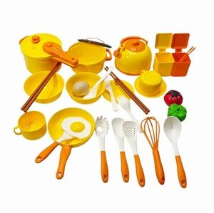 MINI Kids Kitchen Playset Cooking Pots Pans Utensils Pretend Play Food Toy